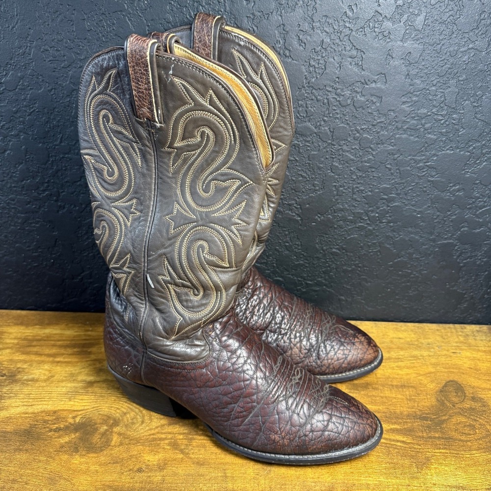 Hondo Boots 9650 Brown Bullhide Leather Western Cowboy Boots Mens 10D